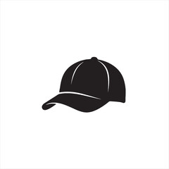Fototapeta premium Black Baseball Cap Vector Illustration Isolated on White Background Blank Casual Sports Headwear Icon Template for Fashion Clothing Design and Branding