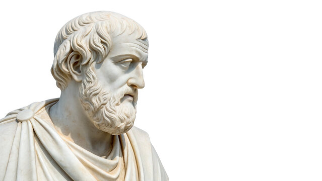 Classic white marble bust sculpture antique statue isolated on a transparent background
