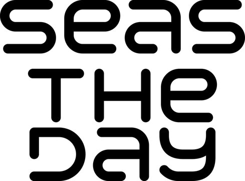 Seas the day inspirational minimalist typography vector design, funny summer beach pun quote illustration isolated on white background for print