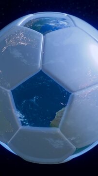 3D Soccer Ball Transition to Earth Globe Focusing on Russia - Vertical 916 Sports and Eurasia Geography Animation