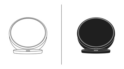 Round Charging Pad: Two round wireless charging pads, one in outline and one in black, ready to power up devices. © abidakhatun