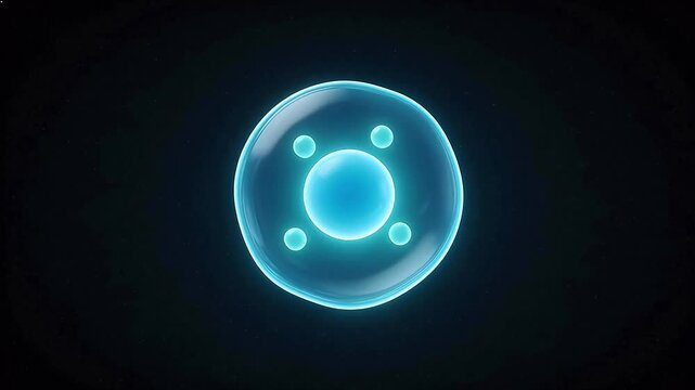 Glowing blue cell structure