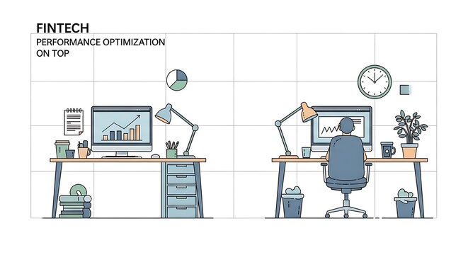 Fintech business optimization concept illustration.