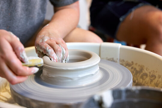 Creating Pottery Using a Wheel With Clay