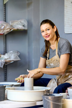 Pottery on a Wheel in Studio