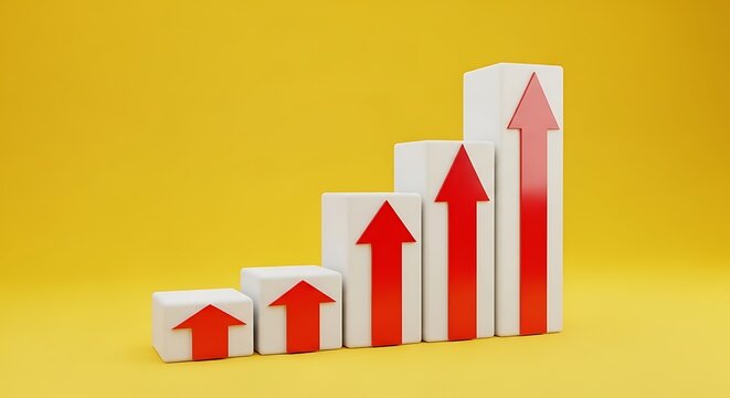 graph, business, chart, arrow, diagram, growth, success, 3d, market, finance, bar, progress, money, illustration, stock, graphic, up, financial, data, grow, profit, vector, concept, sales, increase