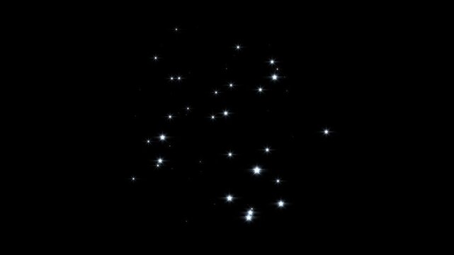 Glitter blast motion explosion animated,pixie dust path, fairy doodle stars, animated sparkle glitter on black screen. looping animation twinkling stars shining, Sparkling star blast glitter.