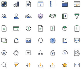 Fototapeta premium Modern SaaS Business Line Icons Set – Minimal UI Dashboard Vector Collection