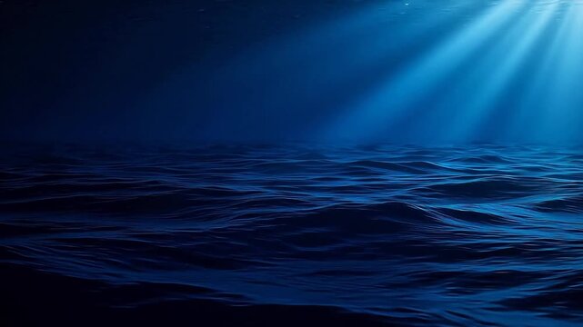 Underwater ocean surface with light rays