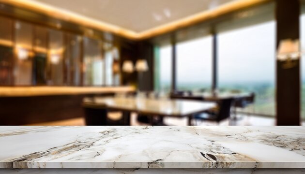 empty marmer marble texture table blurred hotel dining room