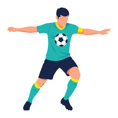 Obraz premium Soccer player controlling the ball with his chest