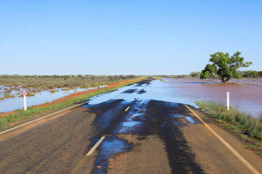 Flooding over the Menindee Road. Outback New South Wales. Australia.