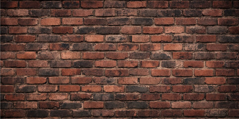 Fototapeta premium Reddish brown brick wall masonry background with darker patches modern construction texture decorative architectural design illustration
