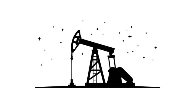 Oil Pump Jack Silhouette Vector Illustration