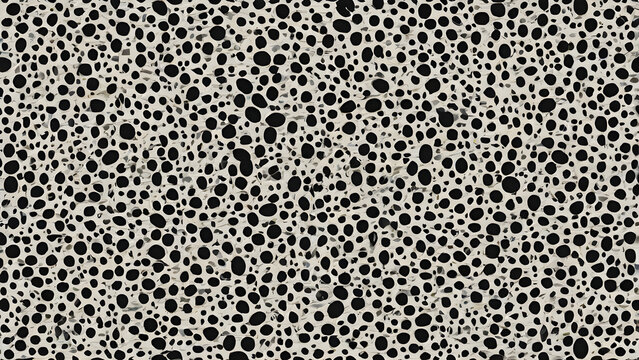 Organic hand stamp ink dots irregular spacing black and white minimal vector pattern