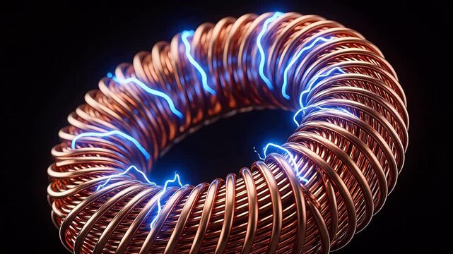 Copper coil with electric discharge