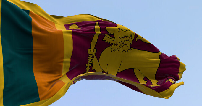 Sri Lanka national flag waving on a clear day