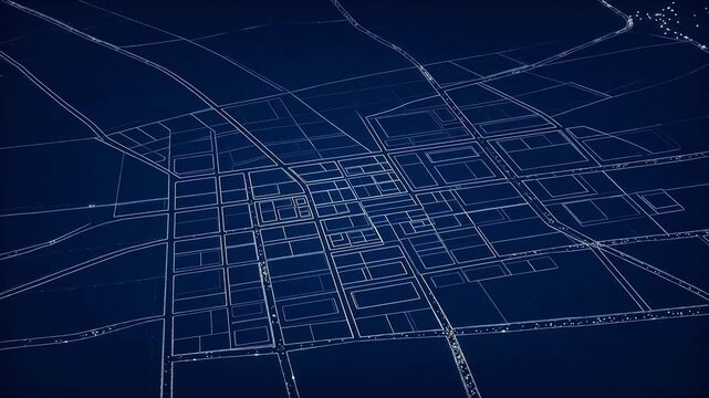 Aerial view of a gridlike city layout