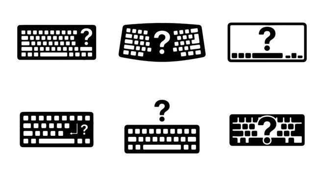 Keyboard Question Mark Vector Icons, Computer Input Device Symbols, Technology Interface Elements