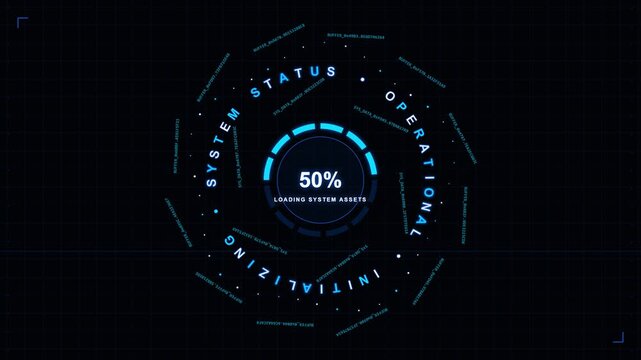 Initializing System Status 25 Percent Loading Circular HUD UI Futuristic Tech Background