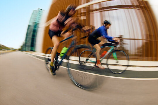 Cyclists in motion