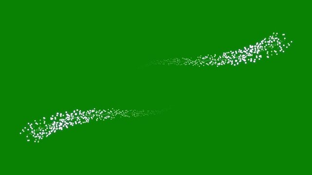 Elegant glitter ball particle sparkle trail with white twinkling fairy dust, magic bokeh lights, glowing starlight motion, smooth shimmer burst, professional overlay on green screen background in 4k