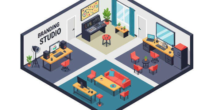Isometric Branding Studio Modern Office Interior