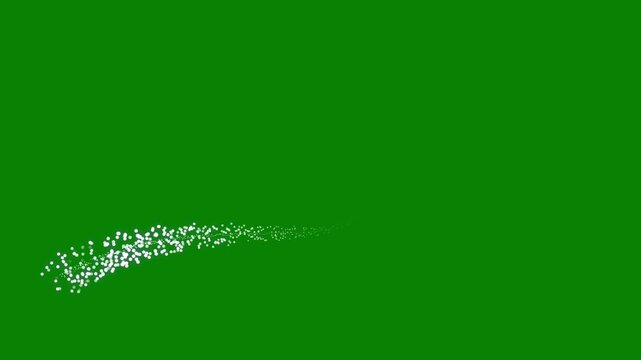 Glowing white glitter bubble particle sparkle animation with fairy dust trail, magic wand twinkles, elegant shimmer effect, curved starlight path, premium motion overlay on green screen in 4k