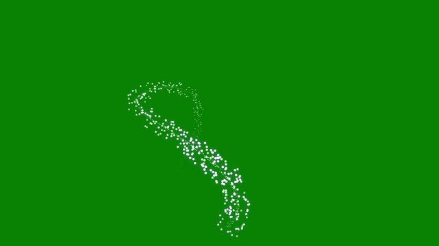 White glitter ball particle trail animation with fairy dust wand sparkles, twinkling magic stars, shining bokeh glow, smooth curved starlight motion, professional overlay on green background in 4k