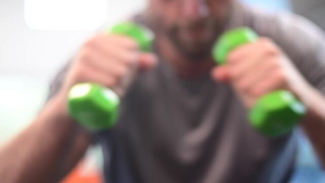 shadowboxing weights bokeh workout video abstract shallow depth of field view, working out, boxing with weights