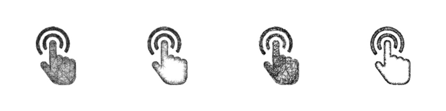 Monochrome sketch press logo design set