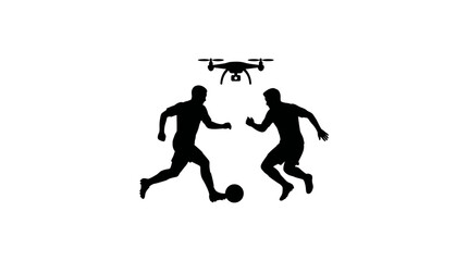 Obraz premium Soccer Players with Drone Vector Illustration