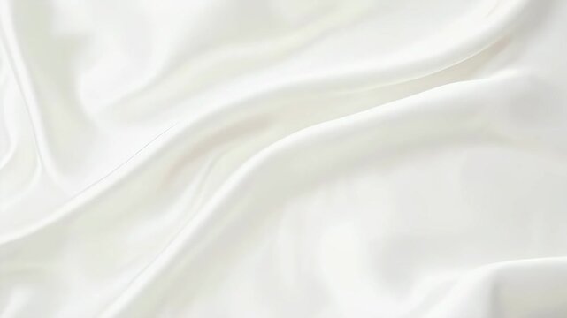 White silk fabric texture, cloud dancer color for textile pattern, soft drapery material with wave for background