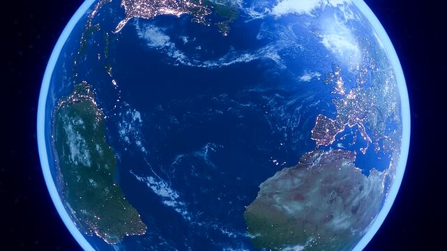 3D Rotating Planet Earth Focusing on Russia - Spinning Globe World Map Eurasia Post-Soviet Region Animation