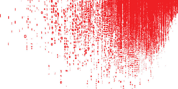 Abstract falling red binary code matrix style digital data information technology background concept vector illustration.