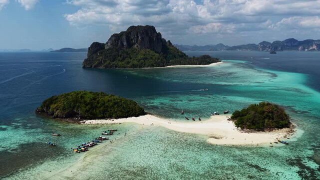 Thailand, a paradise beach in Krabi, shot with a DJI Mini 5 Pro drone in 2026. 4K quality. Color grading by DaVinci Resolve