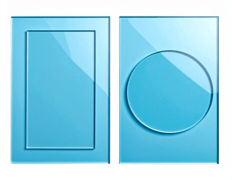 Blue Glass Geometric Shapes on White