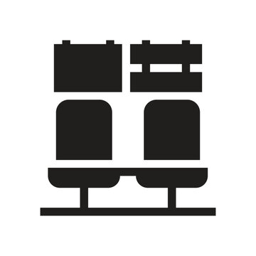 Minimalist flat vector icon showcasing a front view of a two-seat row.