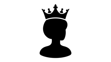 Queen's Silhouette: A striking black silhouette depicts a regal figure wearing a majestic crown, embodying royalty and power. © abidakhatun