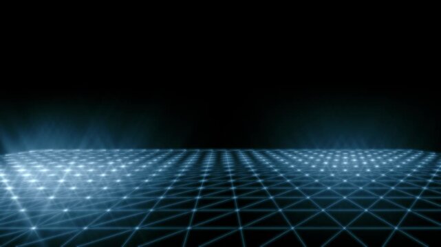 Blue cybernetic grid landscape geometric grid