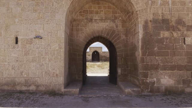 Cinematic View of the Historic Han El Barur Caravanserai Near Harran in Sanliurfa, Turkey