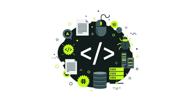 Modern Flat Vector Illustration for Software Development, Coding, and Web Programming Concept