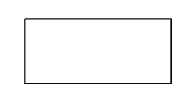Minimalist black rectangle frame on white background, simple geometric outline border, clean rectangular shape for graphic design and framing