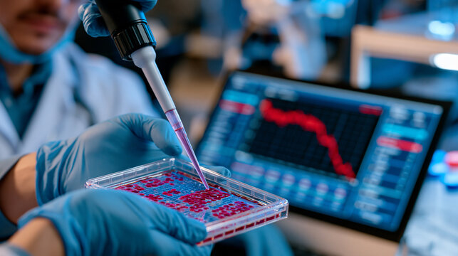 Pharmaceutical safety scientist pipetting hepatotoxic compound dose into perfused liver organ-on-chip platform replicating first-pass metabolism, real-time cellular viability metric declining on mon