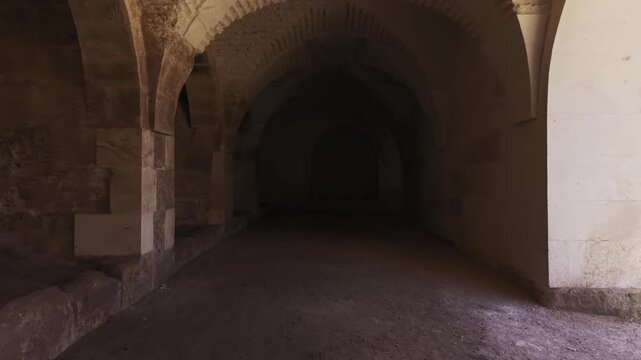 Cinematic View of the Historic Han El Barur Caravanserai Near Harran in Sanliurfa, Turkey