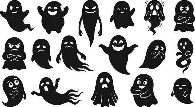 Halloween vector bundle 20 spooky ghost illustrations for decoration and design