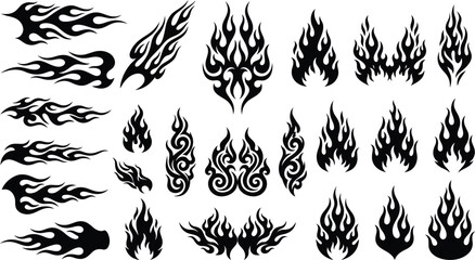 Fototapeta premium Flame graphics collection editable vector flames for automotive tribal and graphic design projects