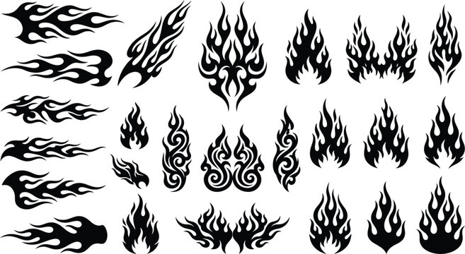Flame graphics collection editable vector flames for automotive tribal and graphic design projects