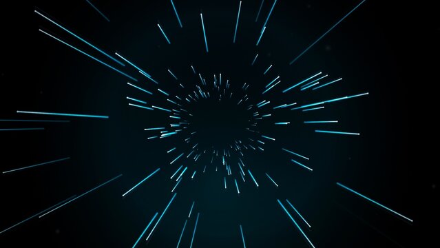 Cyan warp speed light burst hyperspace background