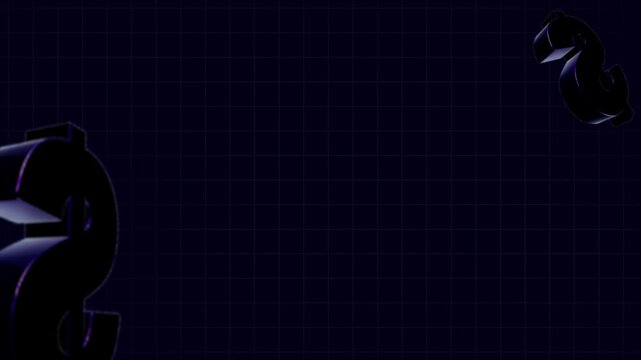 Rotating Dollar Signs on a Dark Grid Background